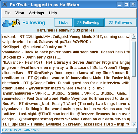 PurTwit - Twitter Following List
